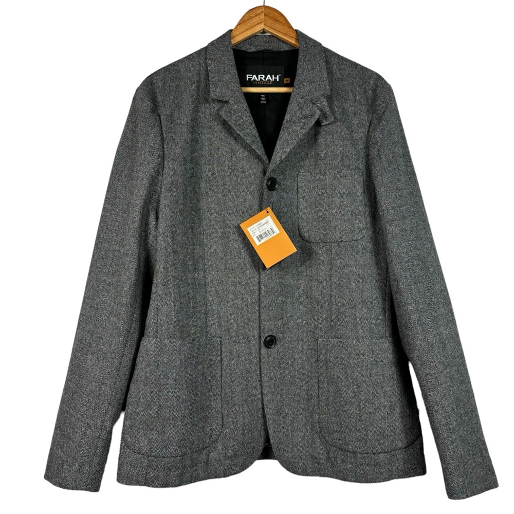 NWT Farah Vintage Tweed Herringbone Moon Rock Blazer Sport Coat Men's Sz 40